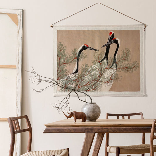 Cranes and pines, tapestry